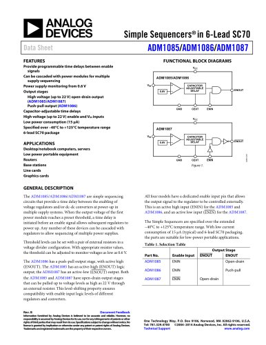 ADM1085/ADM1086/ADM1087: Simple Sequencers® in 6-Lead SC70