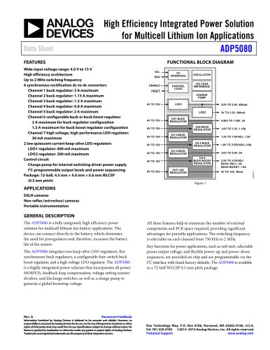 ADP5080: High Efficiency Integrated Power Solution for Multicell Lithium Ion Applications