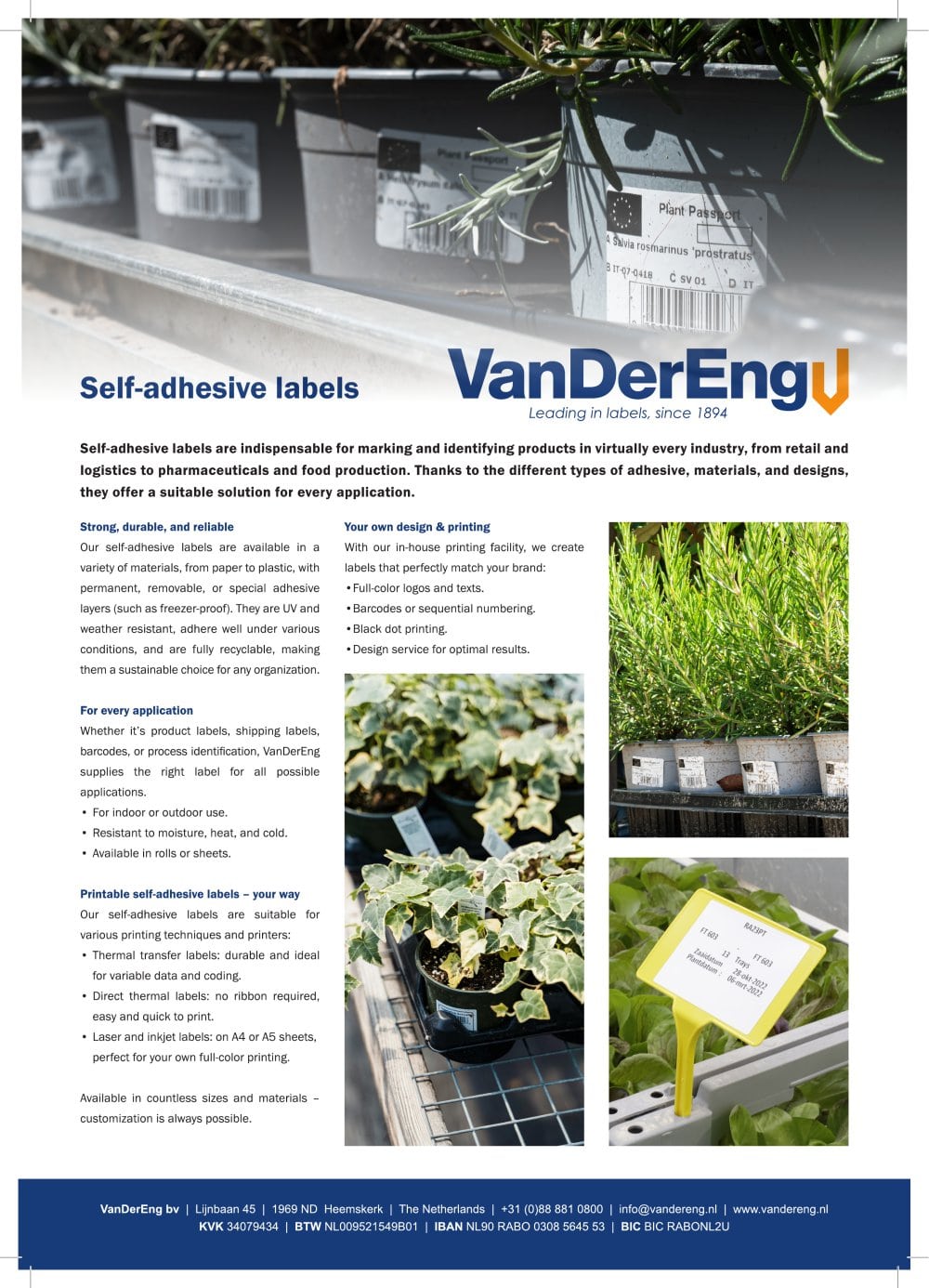 Leaflet self-adhesive Tags - VanDerEng B.V.