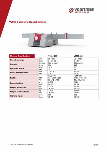 V2000 - Machine Specification