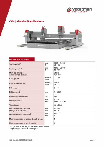 V310 - Machine Specifications