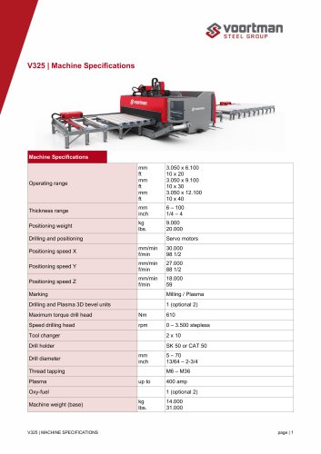 V325 - Machine Specifications