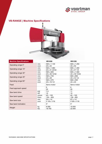 VB Range - Machine Specifications