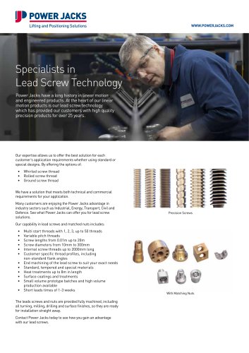 Specialists in Lead Screw Technology