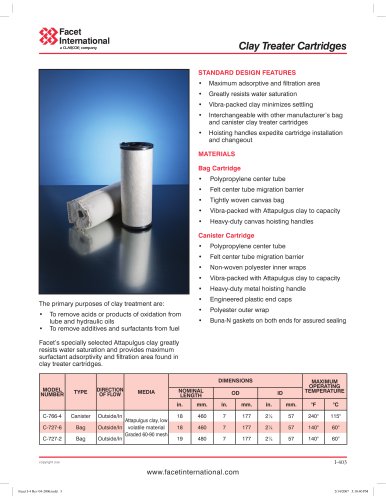 Clay treater cartridges