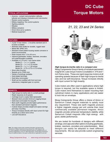 DC Cube Torque Brush Motors Technical Data Sheet