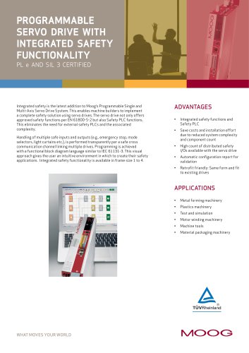 Programmable Servo Drive with integrated safety functionality