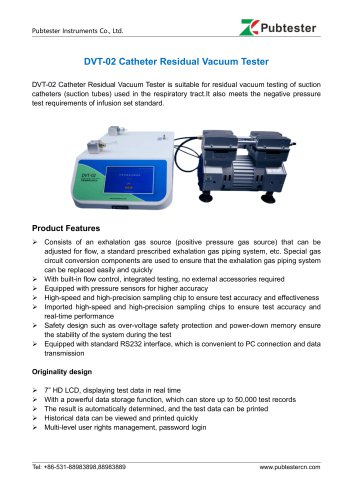 DVT-02 Catheter Residual Vacuum Tester