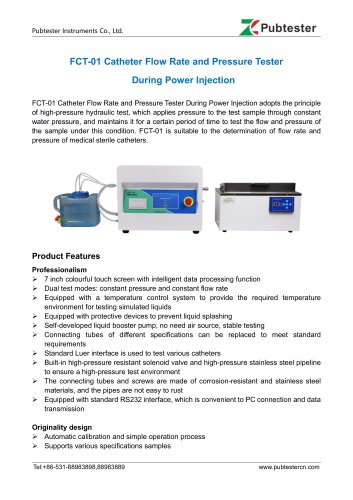 FCT-01 Catheter Flow Rate and Pressure Tester During Power Injection