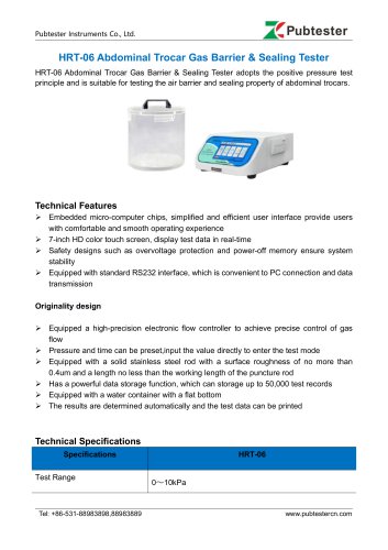 HRT-06 Abdominal Trocar Gas Barrier & Sealing Tester
