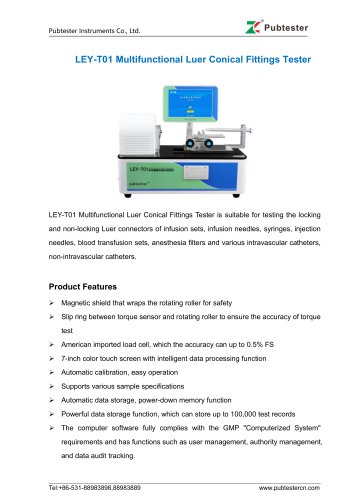 LEY-T01 Multifunctional Luer Conical Fittings Tester