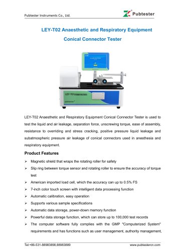 LEY-T02 Anaesthetic and Respiratory Equipment Conical Connector Tester
