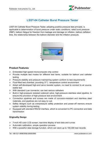 LSST-04 Catheter Burst Pressure Tester