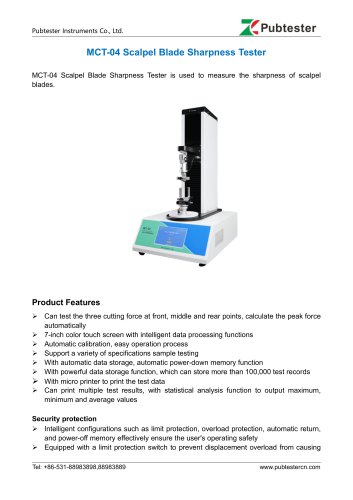 MCT-04 Scalpel Blade Sharpness Tester