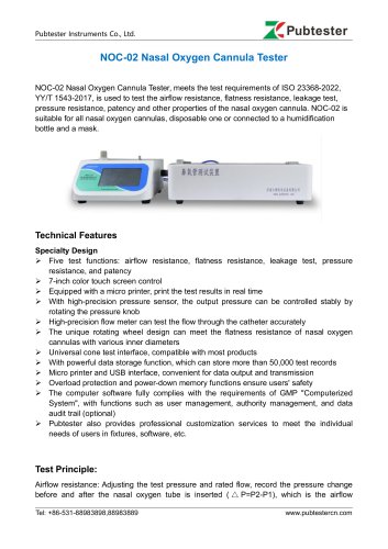 NOC-02 Nasal Oxygen Cannula Tester