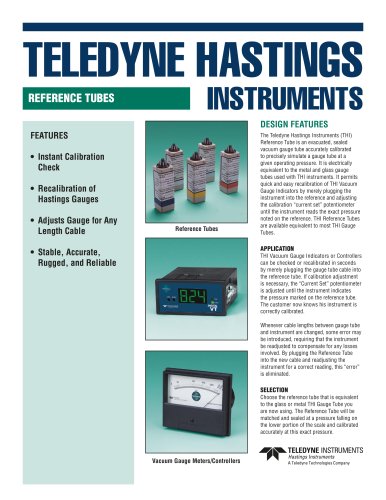 Vacuum calibration reference tubes