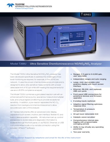 Analyzers for Nitrogen Compounds T200U NOx