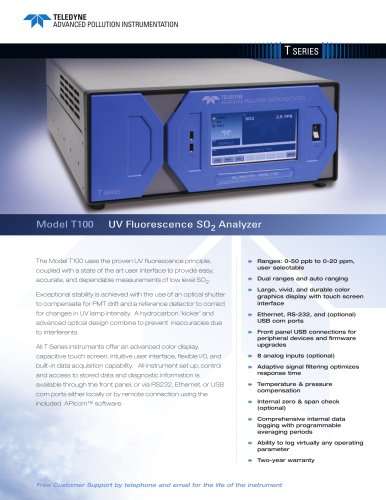 Analyzers for Sulfur Compounds T100