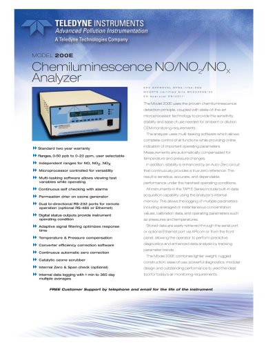 Chemiluminescence NO/NO2/NOX Analyzer