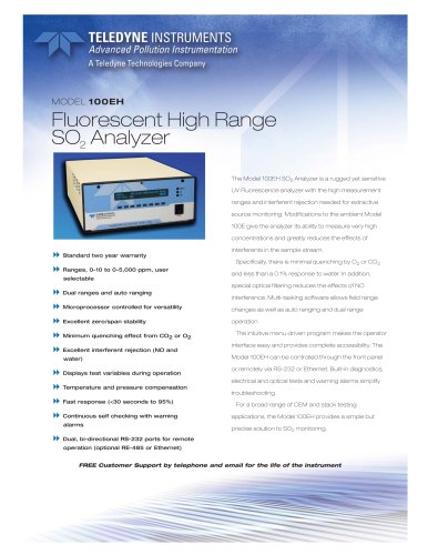 Fluorescent High Range SO2 Analyzer 