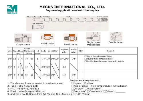 Coolant tube (Engineer plastic type)