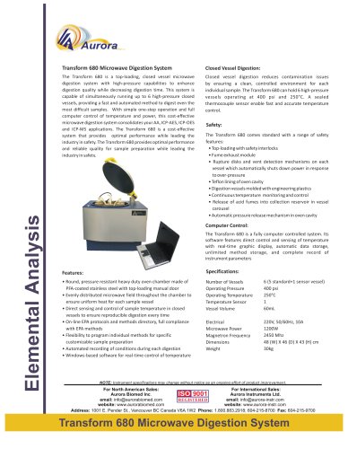 Transform 600 Microwave Digestion System