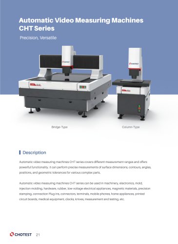 Automatic Video Measuring Machines CHT322A CHT432A CHT562 CHT322U CHT432U CHT452 CHT1215 CHT682 CHT0810 CHT1012- Optical Measuring Instruents