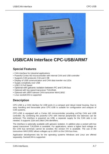 USB/CAN Interface CPC­USB/ARM7