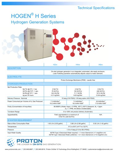 HOGEN H SERIES HYDROGEN GENERATION SYSTEM