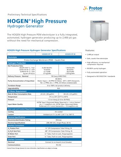 HOGEN HP, high pressure electrolyzer