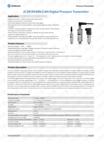 JC29 RS485/CAN Digital Pressure Transmitter