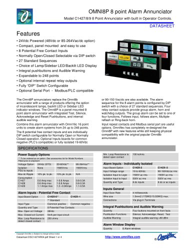 Model C1428A 8Pt SIDEBAR LED ANNUN 24Vdc +com Inputs