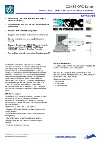 Model CC026A CONET OPC Server