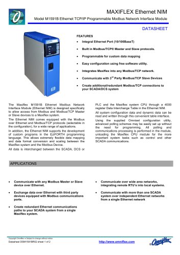 Model M1591B MODBUS/TCP ETHERNET NIM