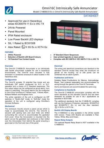 Omni16C Intrinsically Safe Annunciator