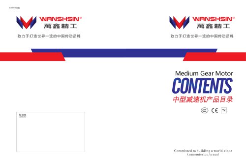 WANSHSIN Medium Gear Motor Catalog