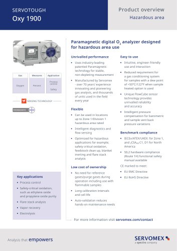 SERVOTOUGH Oxy 1900 Product Brochure