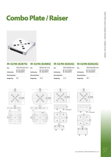 52mm/96mm COMBO PLATES & RISERS of Zero Poing Quick Change Devices -G