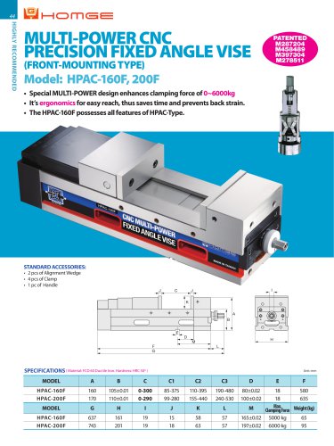 MULTI-POWER CNC PRECISION FIXED ANGLE VISE (FRONT-MOUNTING TYPE)