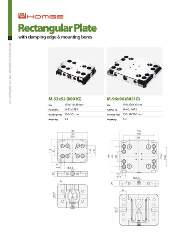 Rectangular Plate with clamping edge& mounting bores