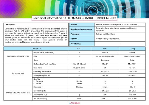 AUTOMATIC GASKET DISPENSING