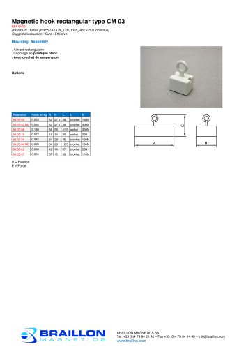 Magnetic hook rectangular type CM 03