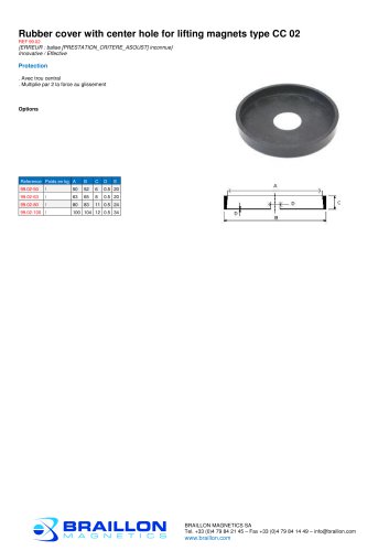 Rubber cover with center hole for lifting magnets type CC 02