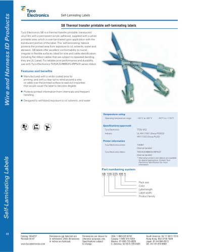 SB Thermal transfer printable self-laminating labels