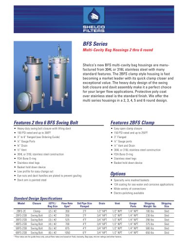 BFS Series Multi-Cavity Bag Housings 2 thru 6 round 