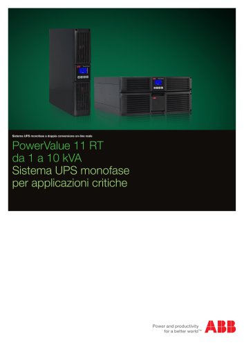 PowerValue 11 RT - Sistema UPS monofase per applicazioni critiche