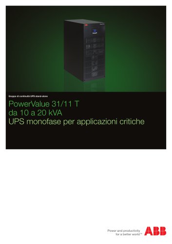 PowerValue 31/11 T, UPS monofase per applicazioni critiche