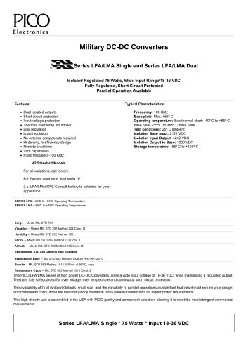 Series LFA/LMA  Military DC-DC Converters