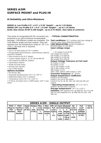 SERIES A/SM SURFACE MOUNT and PLUG-IN