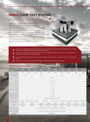 KRD60 3-DOF Test System Movement simulator platform